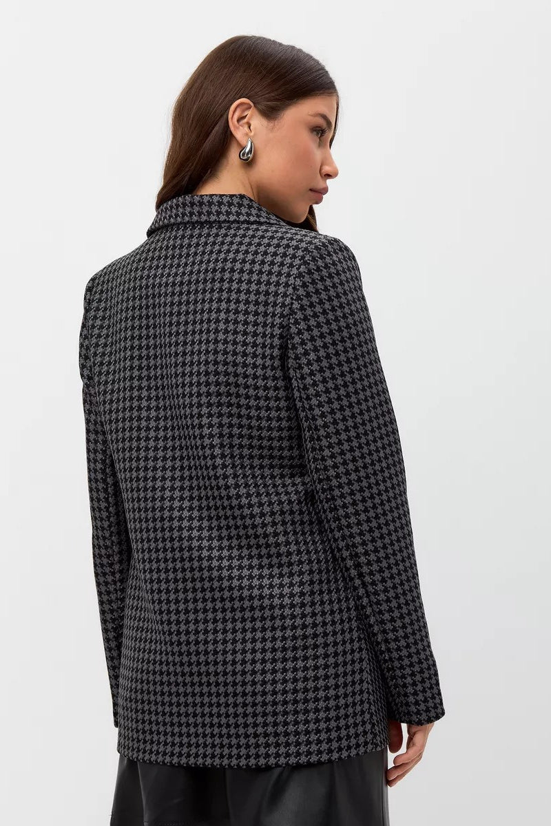 Casual Tweed Houndstooth Blazer