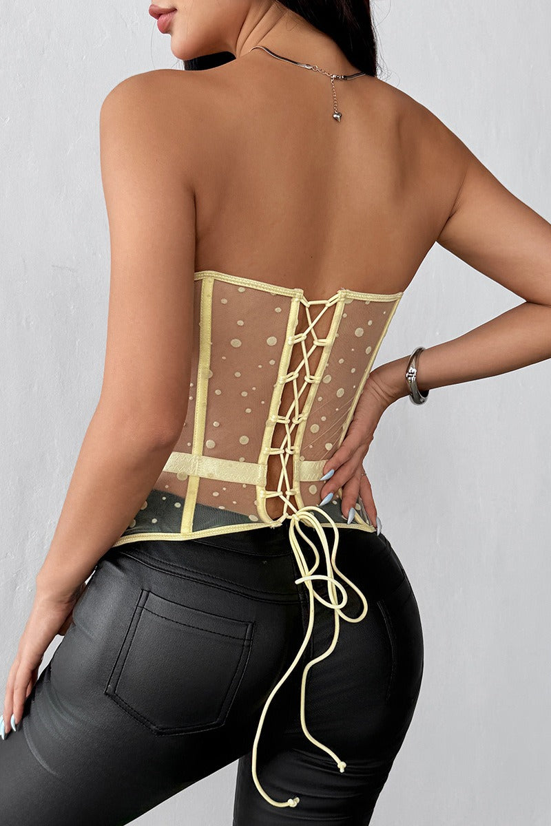 Polka Dot Strapless Bustier Corset
