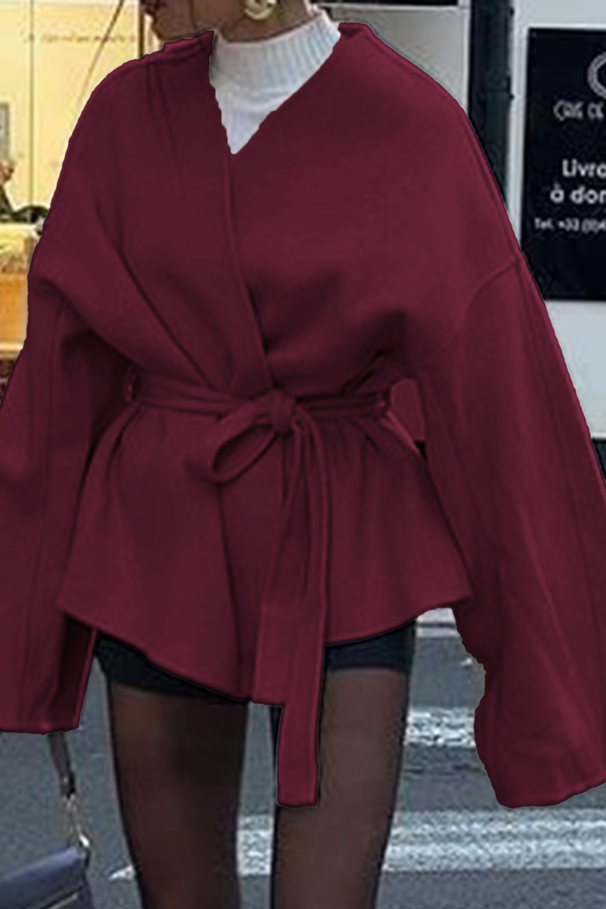 Tailored Long Sleeve Belted Trench Coat - Fashionpara