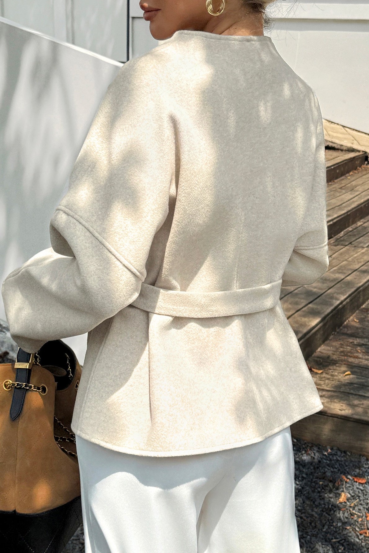 Casual Tie Belt Blazer Coat