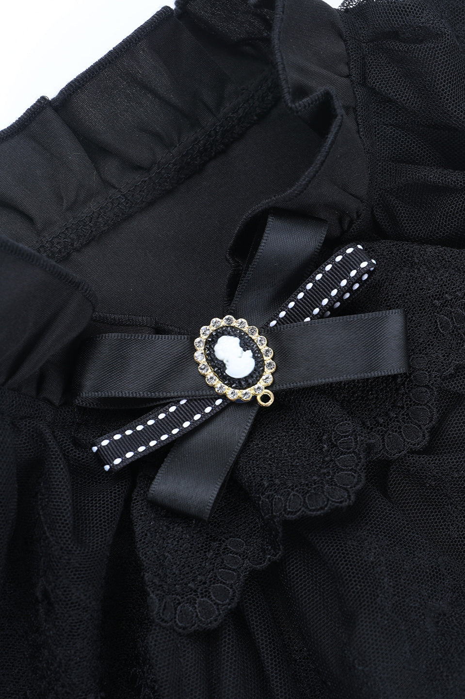 Lace Panel Fitted Gothic Blouse