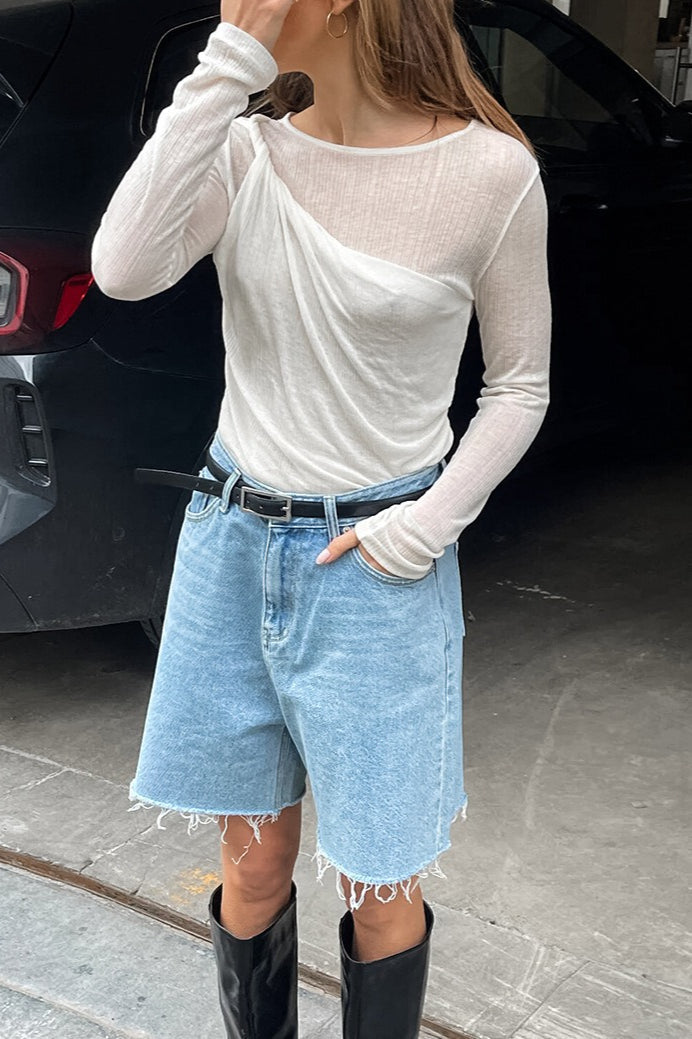 Solid Knotted Sheer Chic Blouse