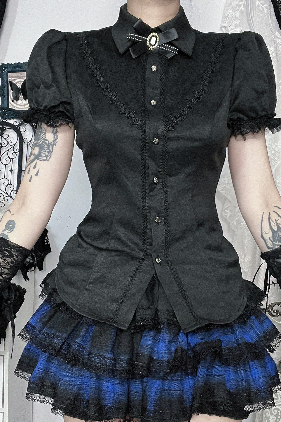 Gothic Vintage Edge Detail Blouse