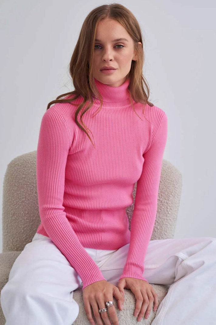 Fitted Ribbed Turtleneck Knit Sweater 10