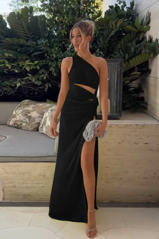 Elegant Sexy Asymmetrical Shoulder Party Dress - Fashionpara