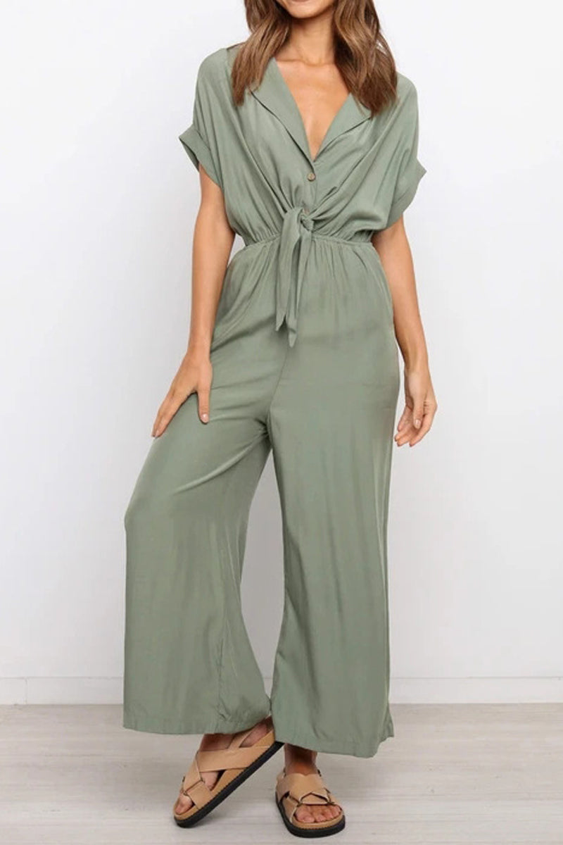 V-Neck Loose Fitting Jumpsuit Fashionpara
