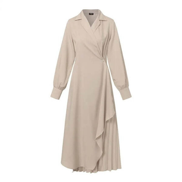 Tailored Lapel-Collar Knot-Waist Wrap Maxi Dress 2