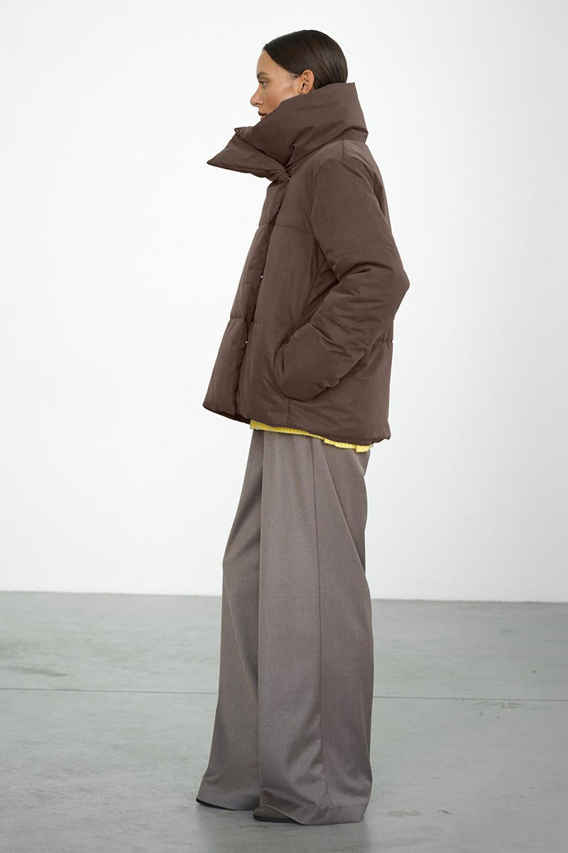 Asymmetrical Turtleneck Cotton Coat - Fashionpara