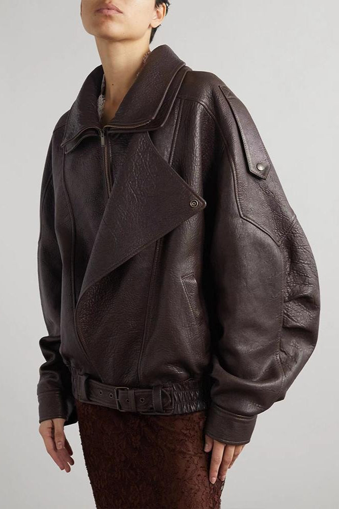 Vintage Genuine Leather Moto Jacket