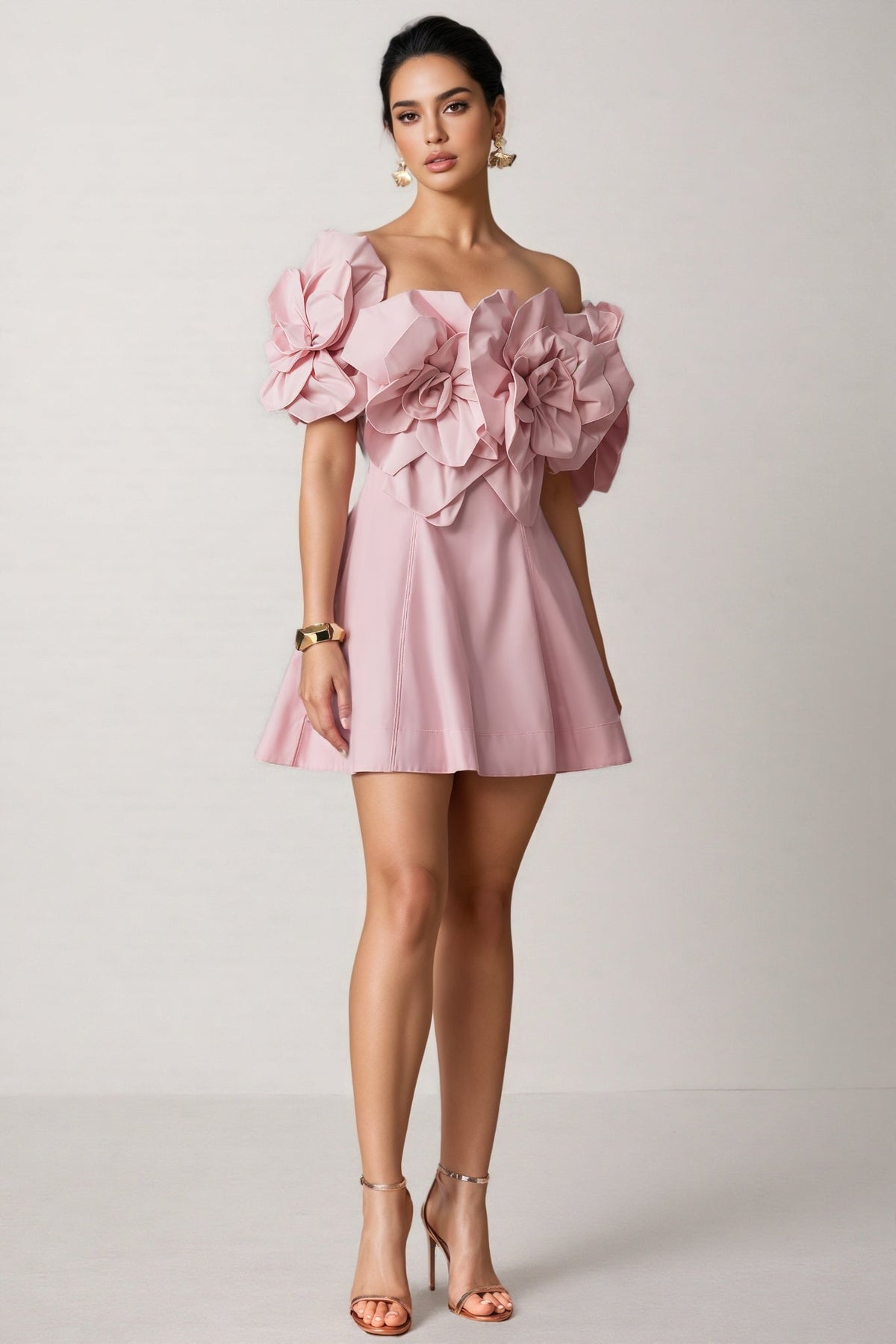 3D Floral Applique Mini Dress
