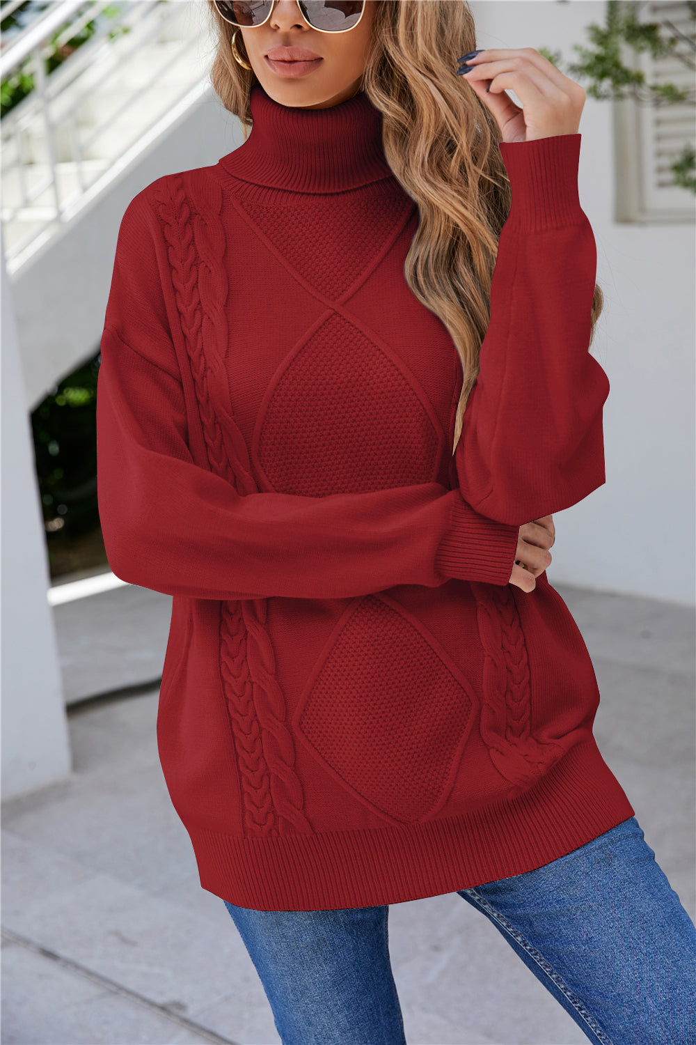 RadyRin Plus Size Twist Knitted Sweater for Cozy Style