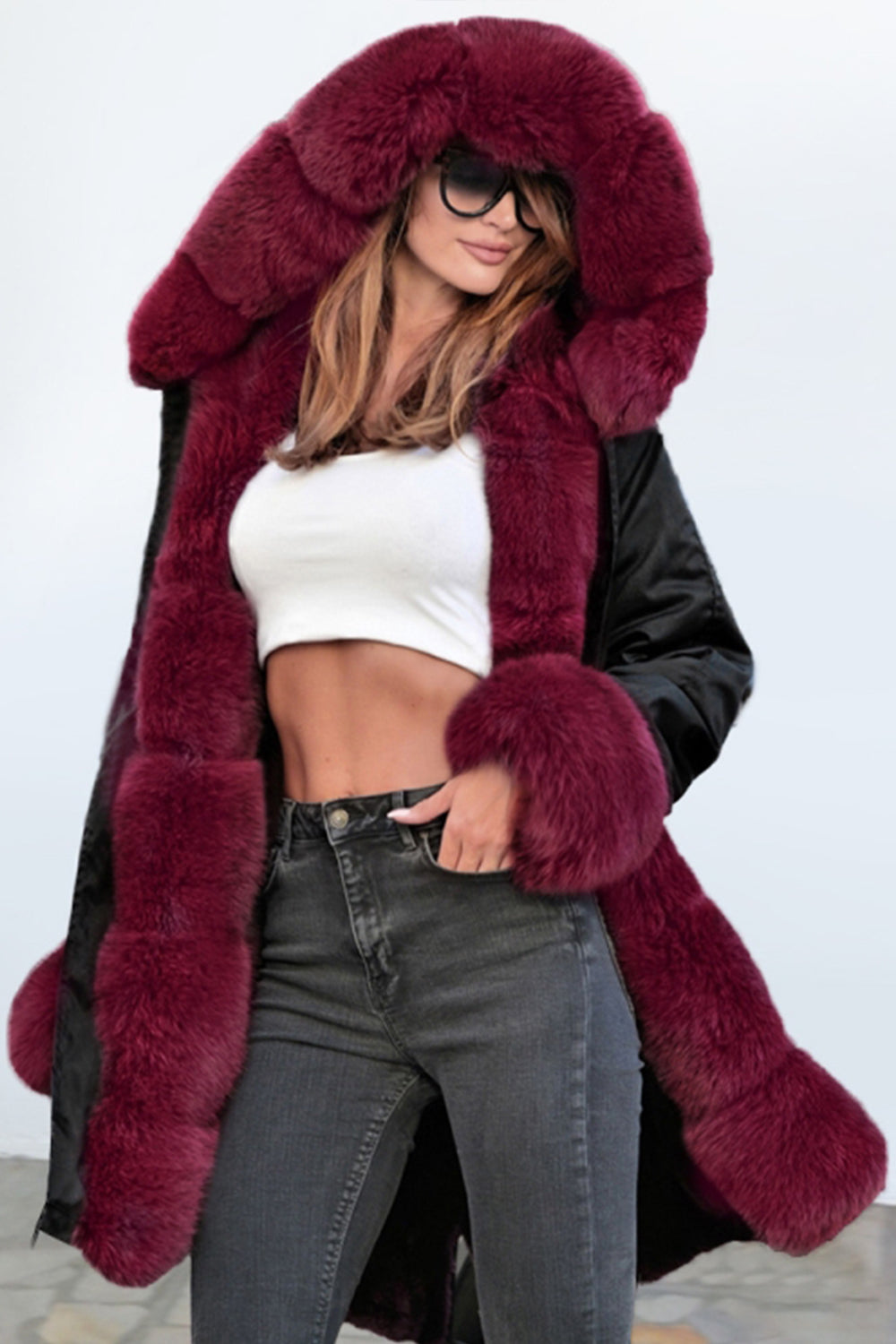 Elegant Wool Collar Cashmere Coat for Luxurious Warmth