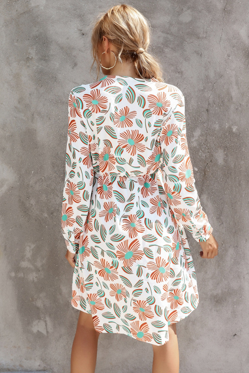 Long Sleeve Printed Loose Dress