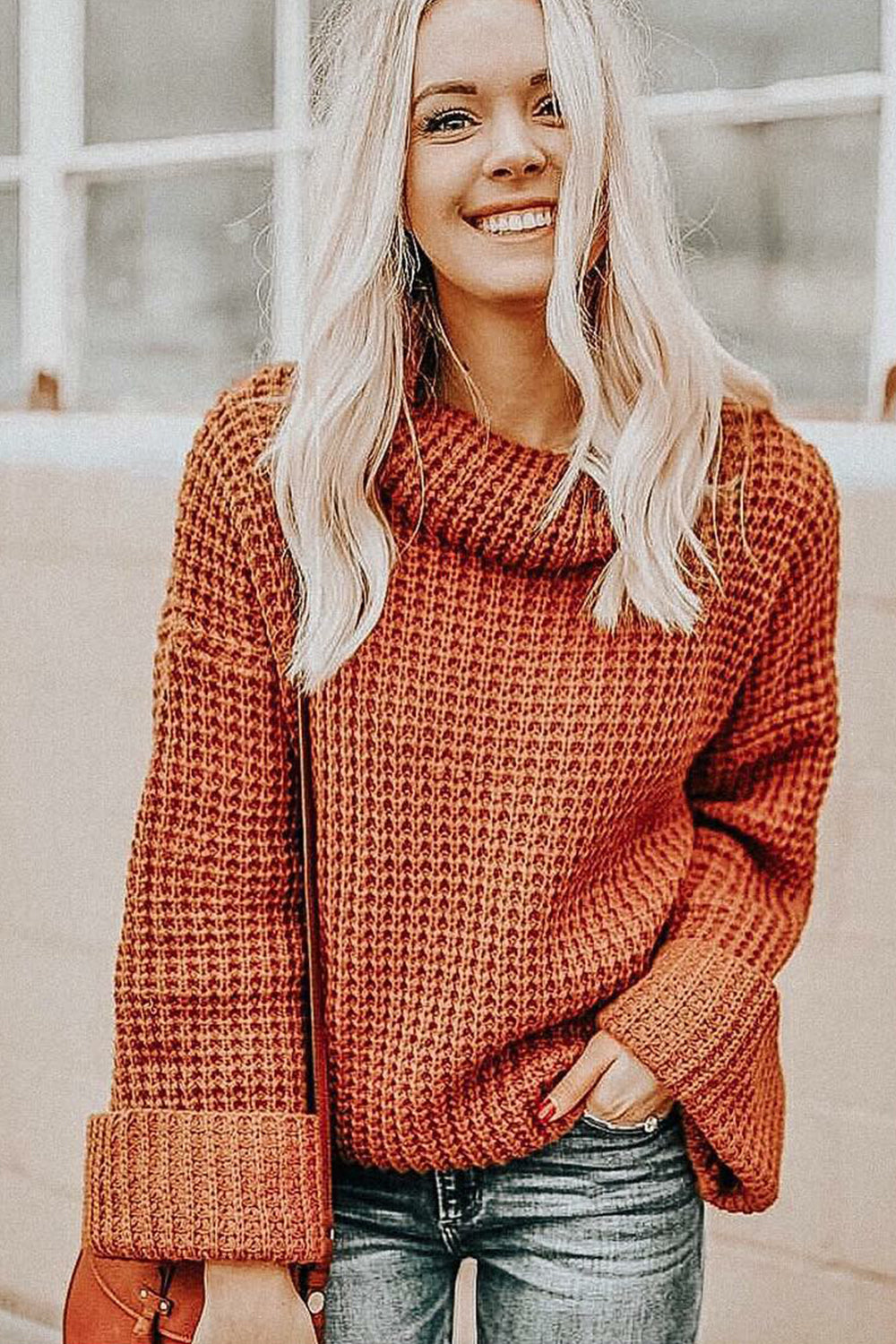 RadyRin Loose High Neck Sweater for Effortless Style