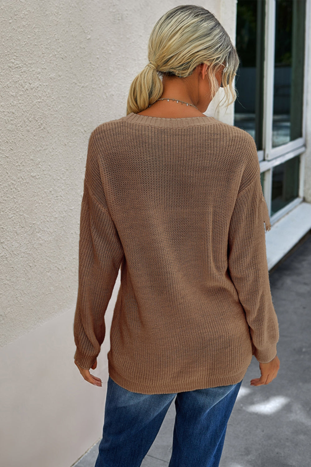 RadyRin Patchwork Tassel Sweater for Stylish Comfort