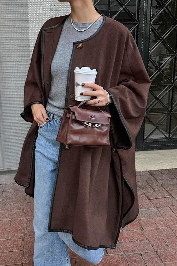 Elegant Vintage Batwing Sleeve Coat for Timeless Style