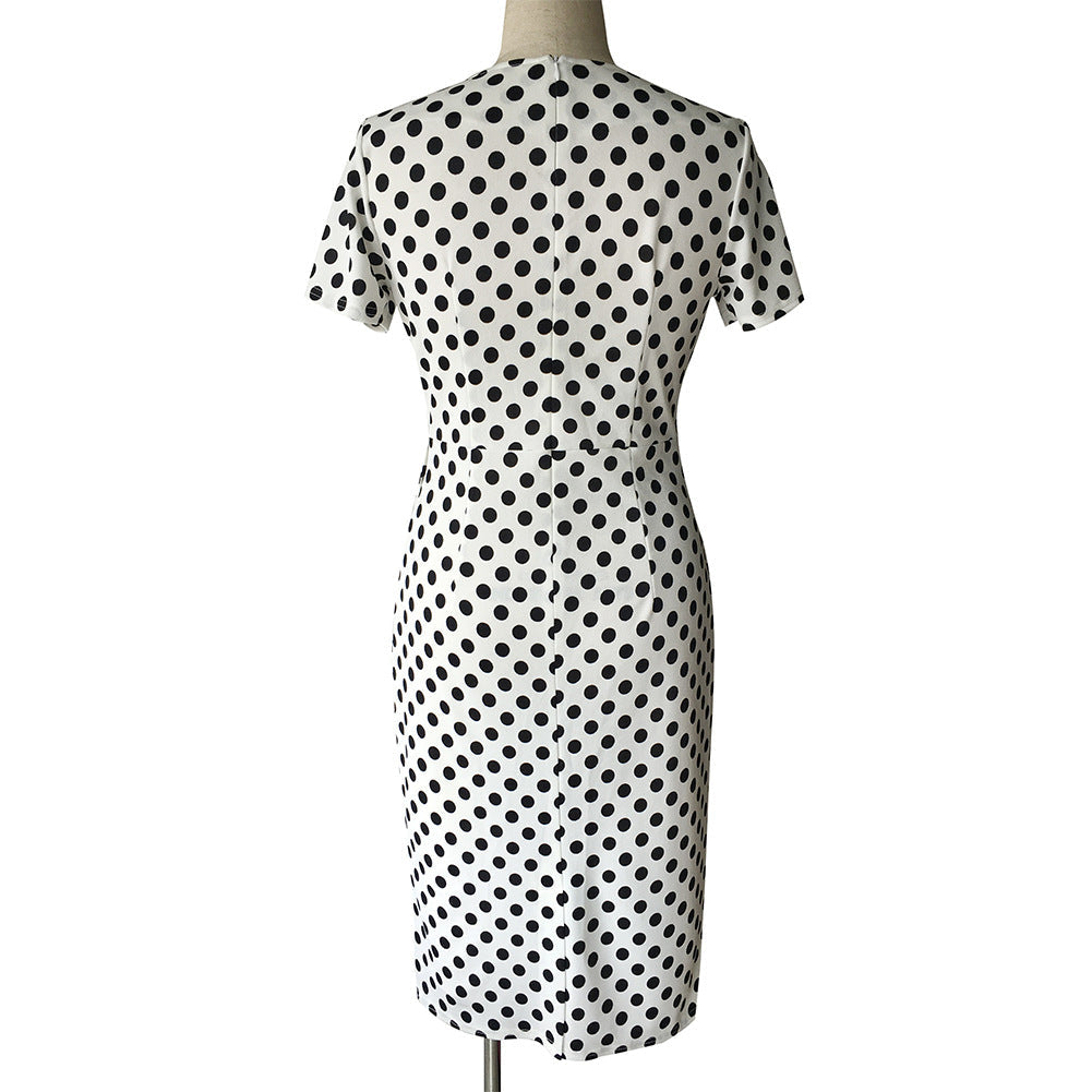 Polka Dot Short Sleeve Ruffle Midi Dress 4