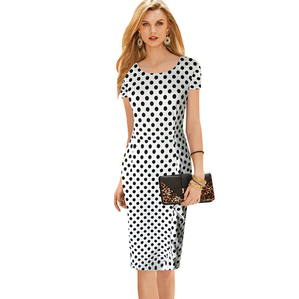 Polka Dot Short Sleeve Ruffle Midi Dress 2