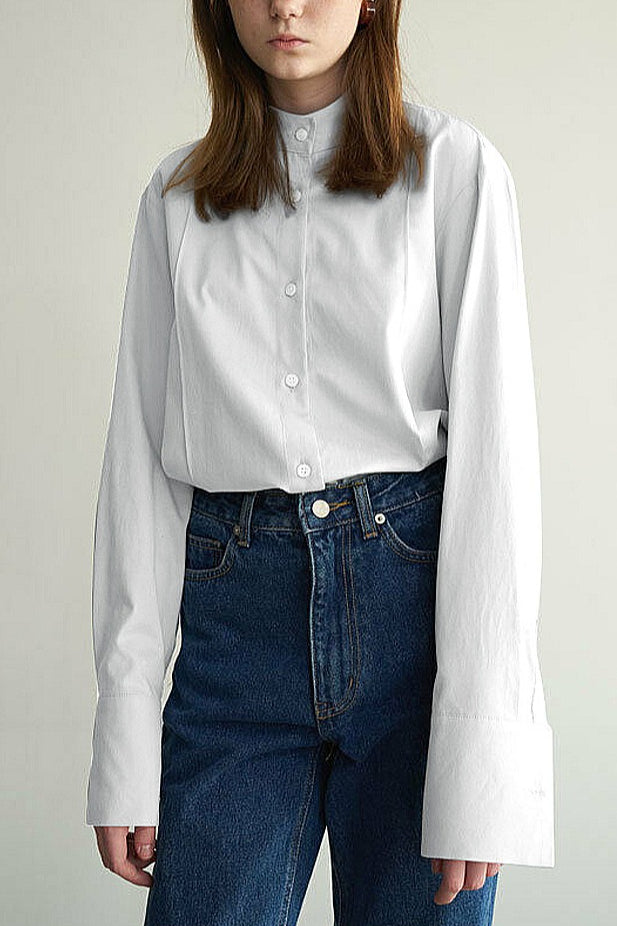 Cotton Bow Tie Collar Blouse