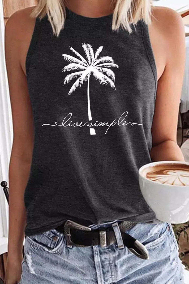 Coconut Print Casual Tank Top Fashionpara