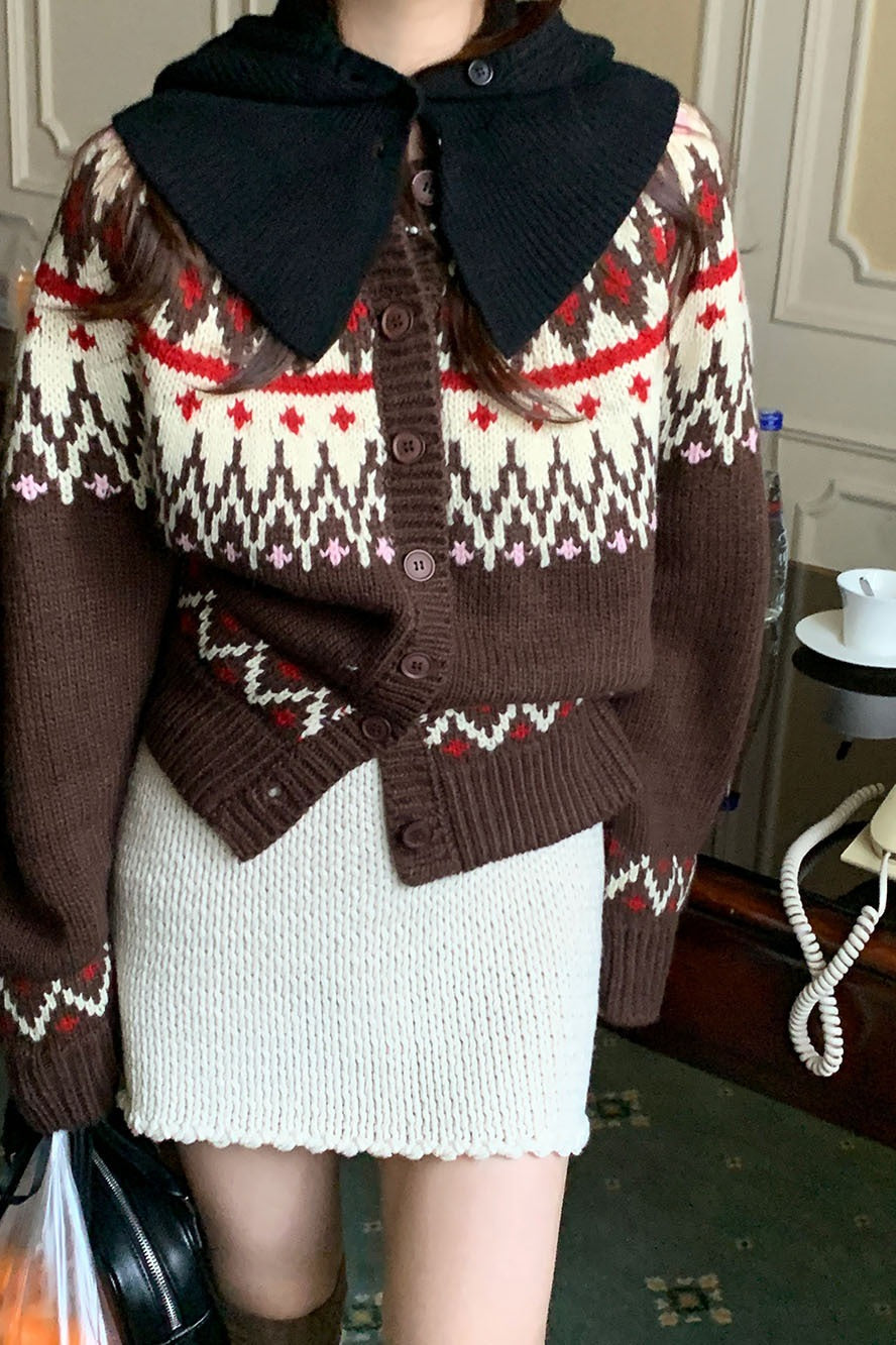 Thick Fair Isle Jacquard Cardigan for Cozy Winter Style