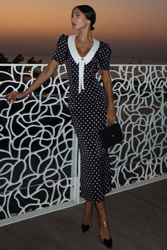 Polka Dot Vintage Print Maxi Dress