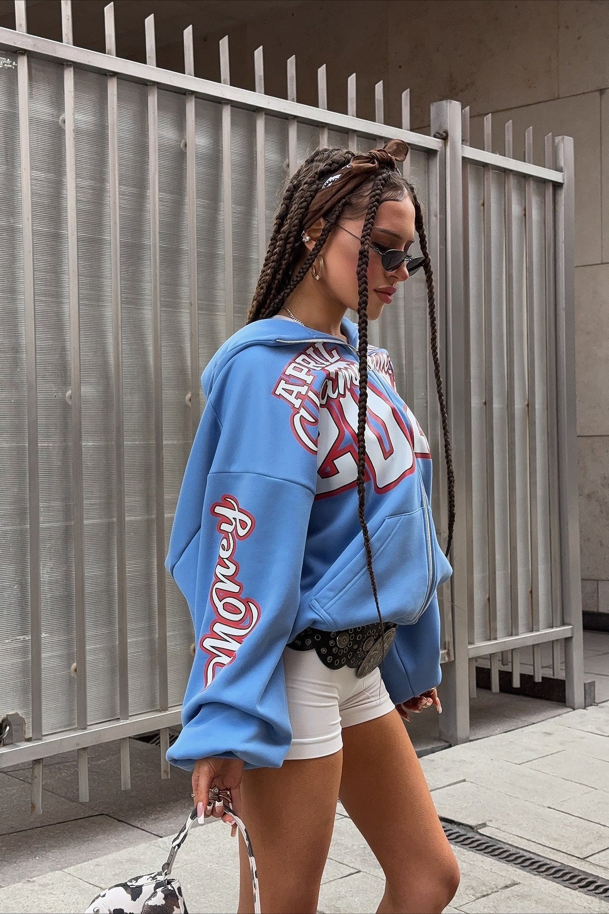 Heavyweight Printed Zip Up Hoodie