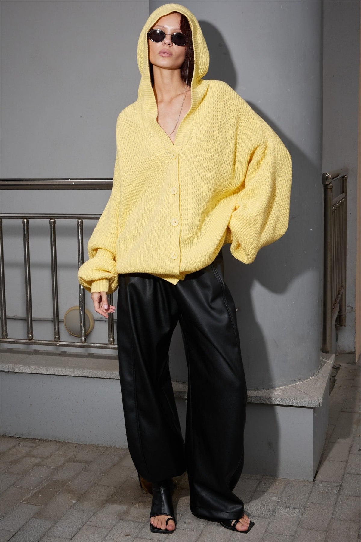 Solid Color Button Hoodie