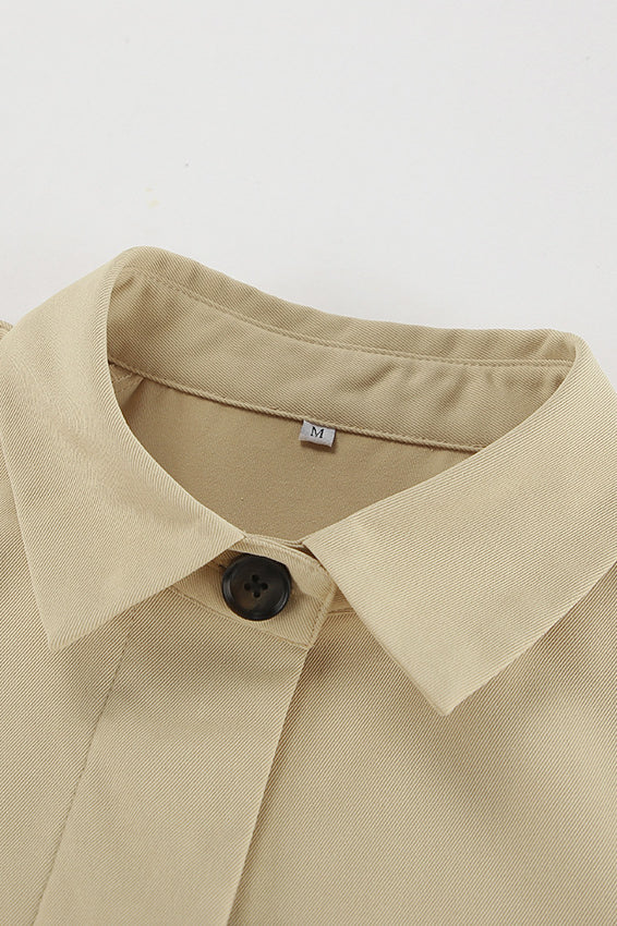 Stylish French Khaki Utility Trench Coat for All Seasons