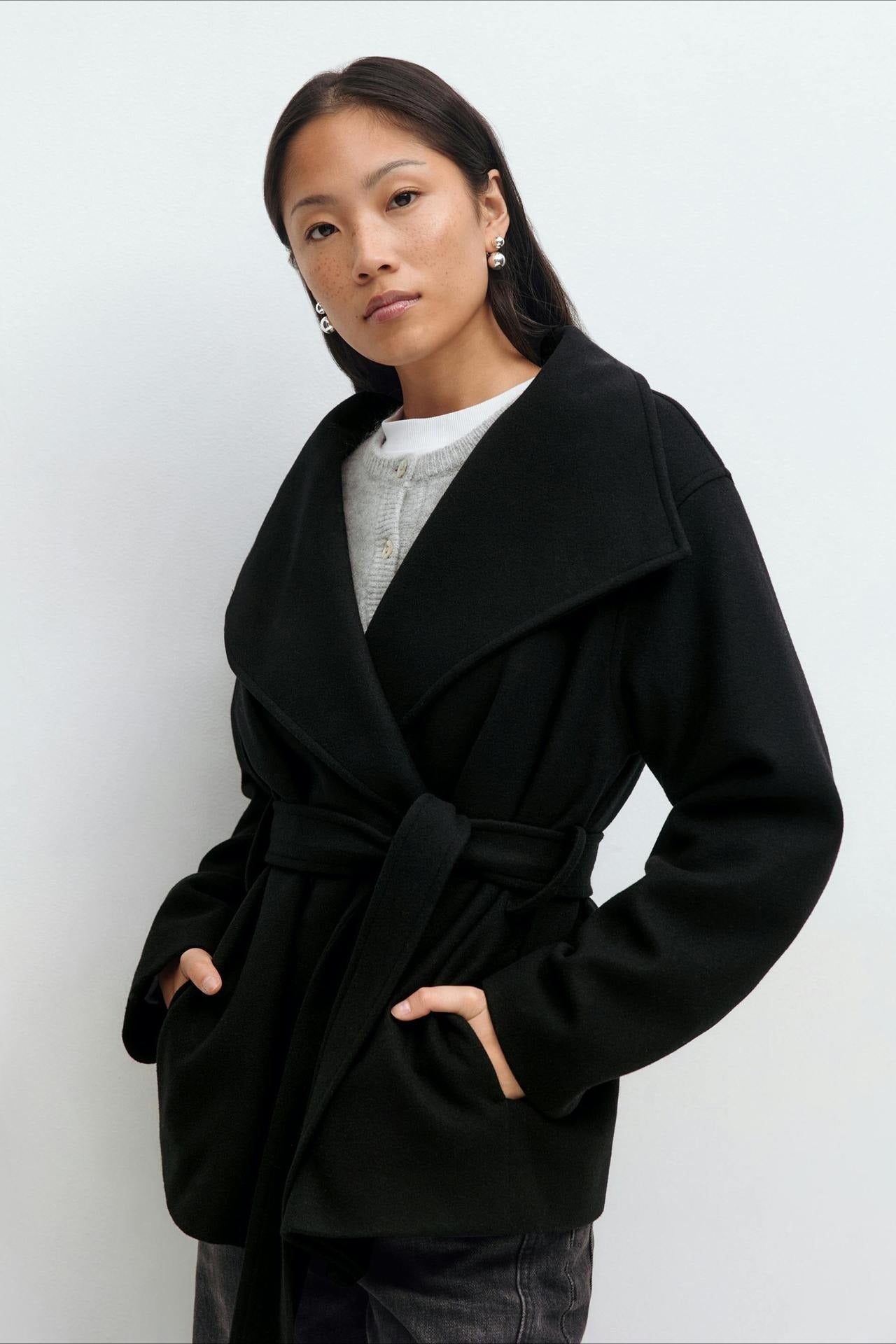 Structured Double Faced Wool Midi Coat - Fashionpara