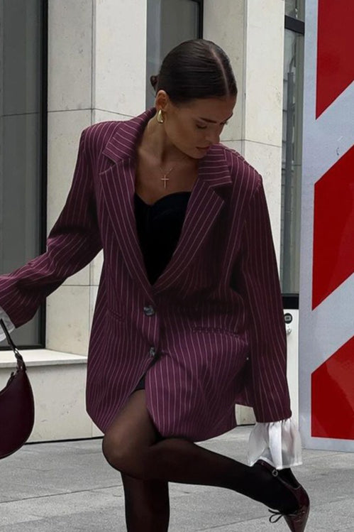 Lace Insert Stripe Blazer