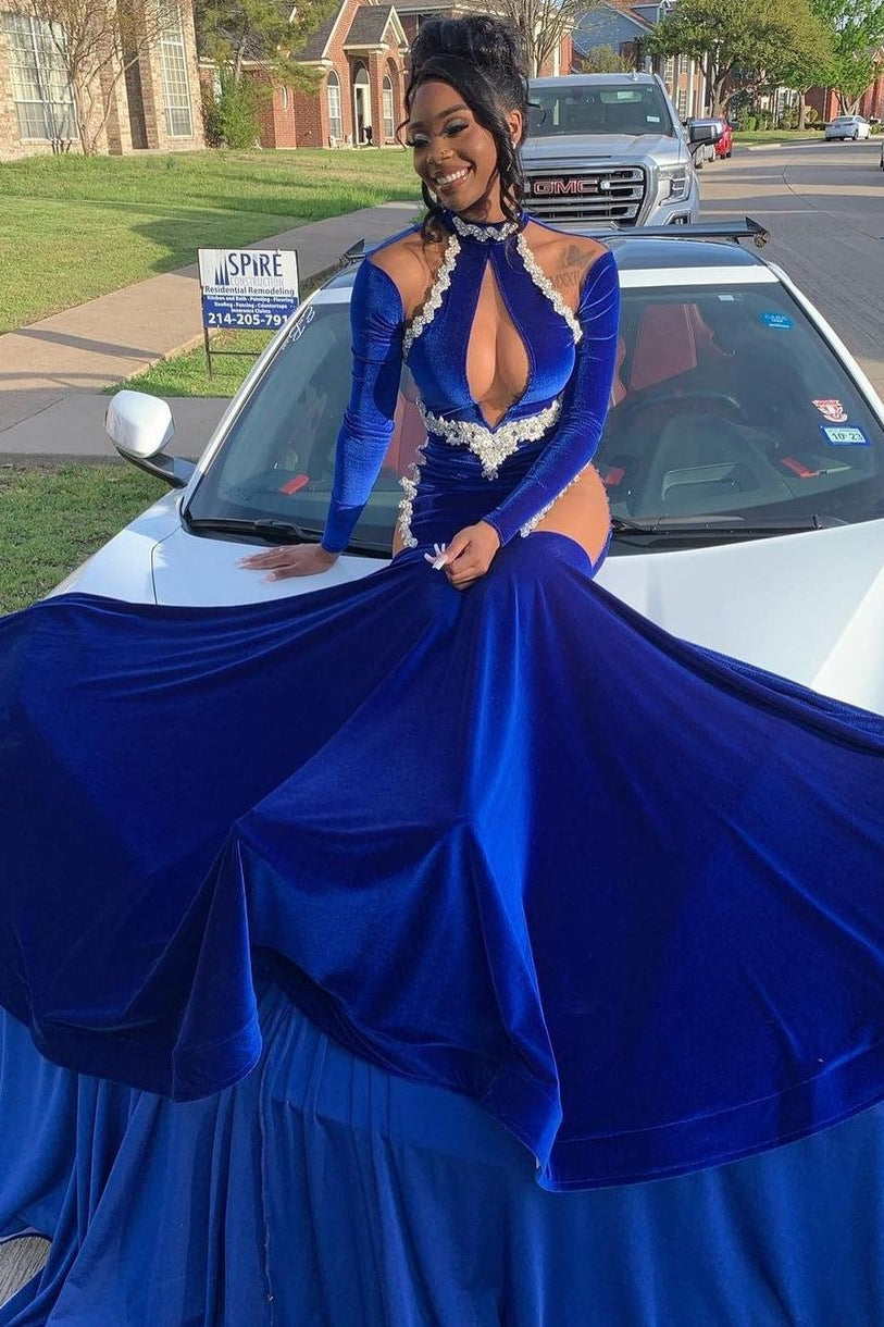 Fabulous Sliver Beaded Open Back Sequin Mermaid Floor length Prom Party Dresses - Fashionpara