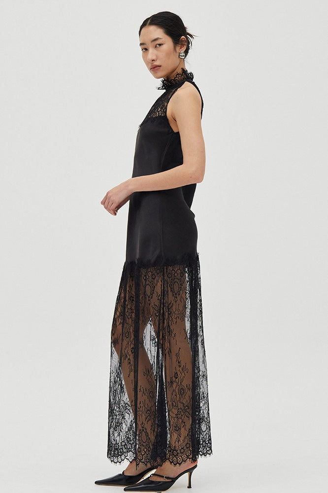 Patchwork Lace Sheer Mesh Dress