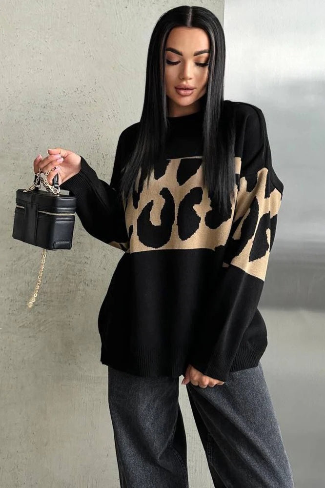 PrincessAce Vintage Leopard Knit Sweater for Timeless Style