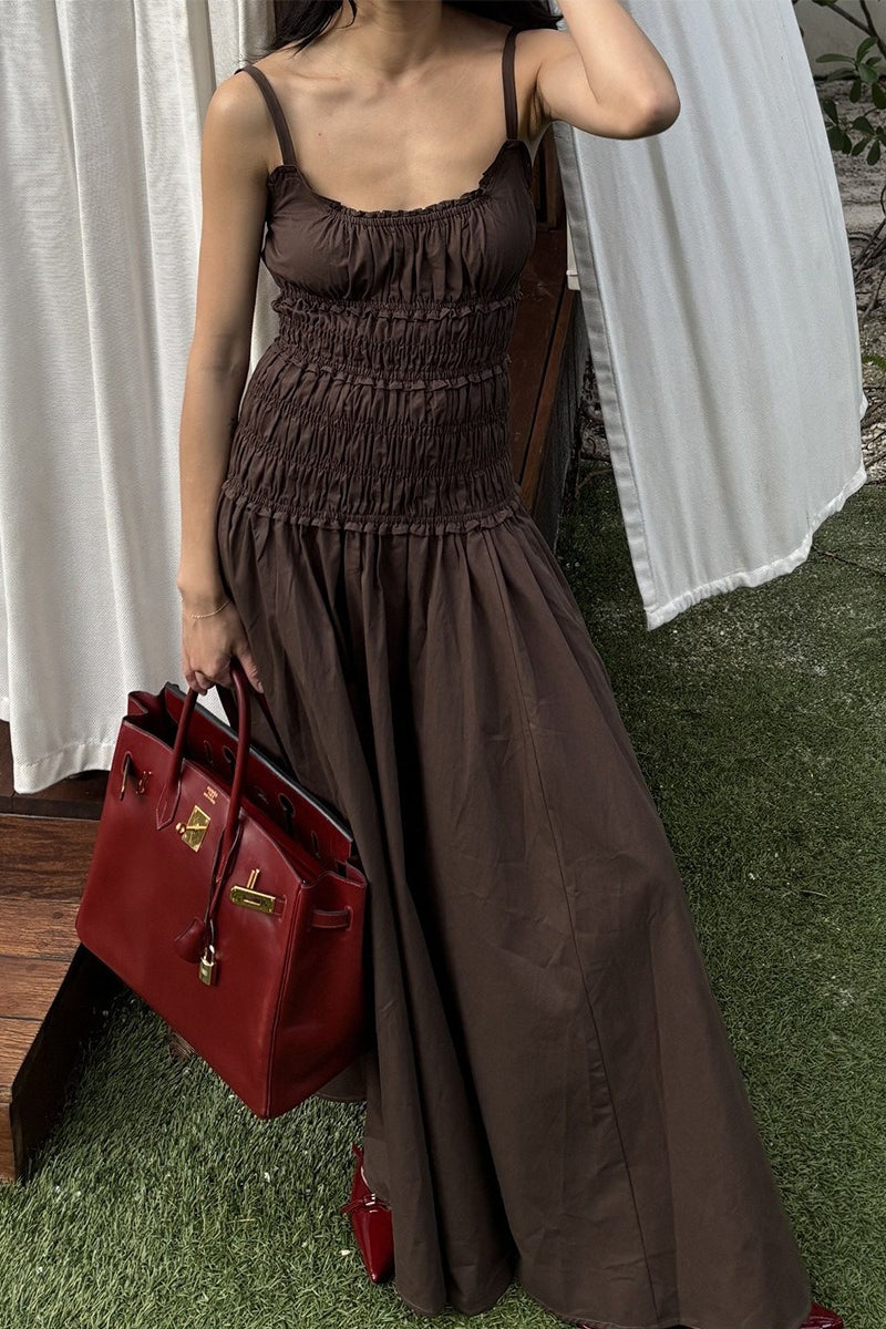 Shirred Bodice Square Neck Tiered Maxi Dress 6