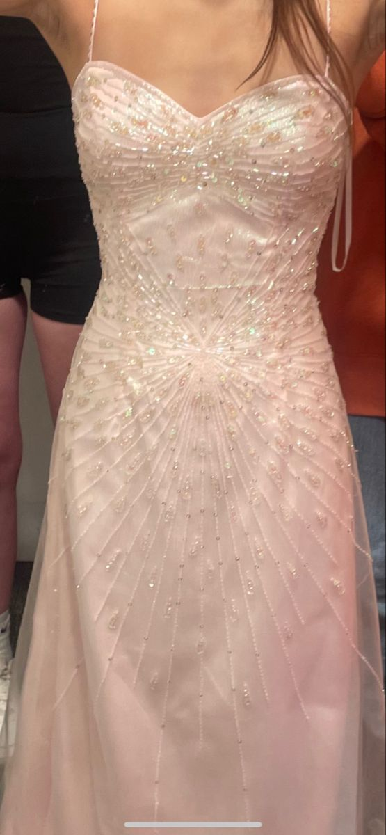 Pink Beaded Long Prom Dress A Line Formal Evening Gown - Fashionpara