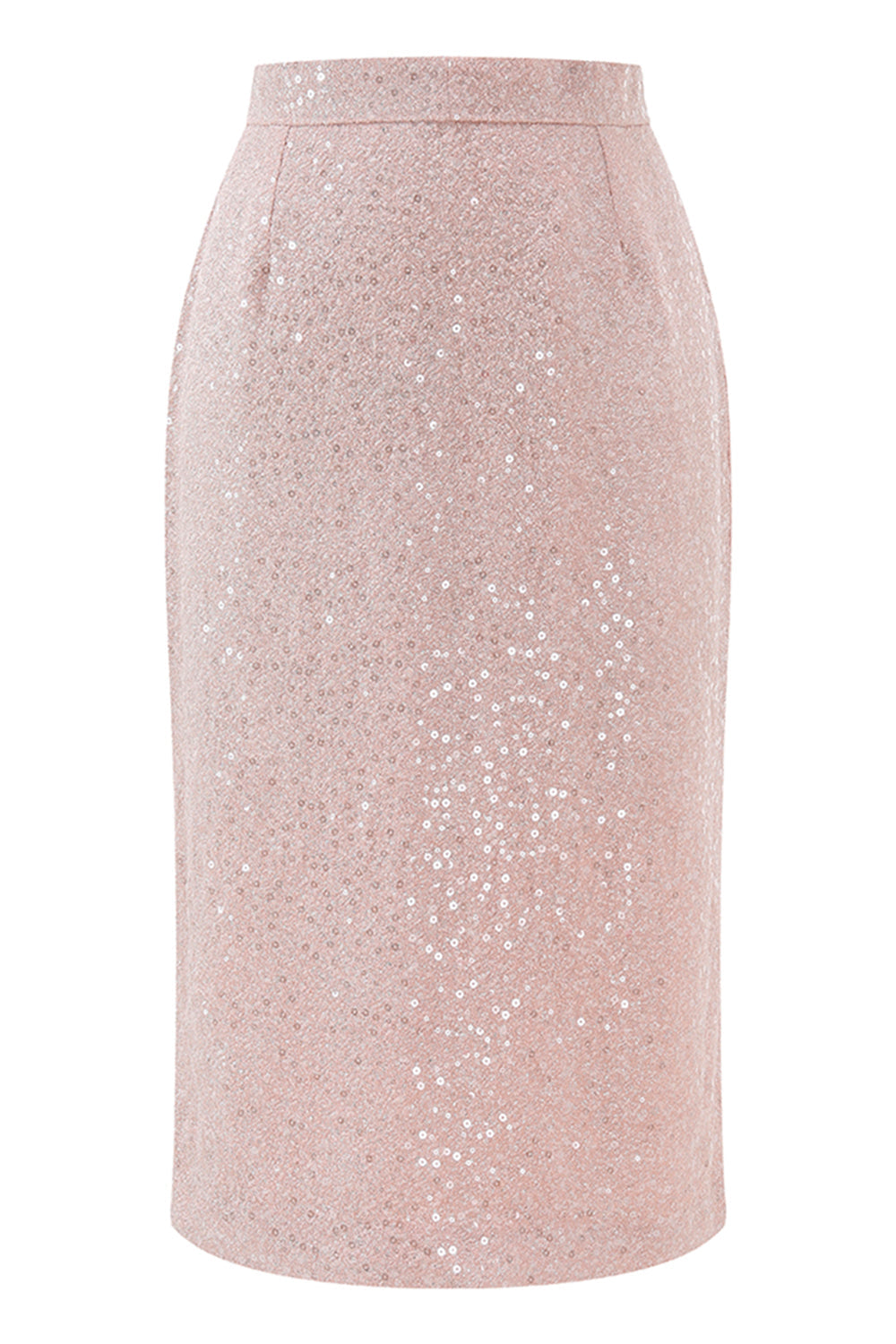 Sparkly Pink Sequin 2 Piece Pencil Midi Prom Suits with Sash