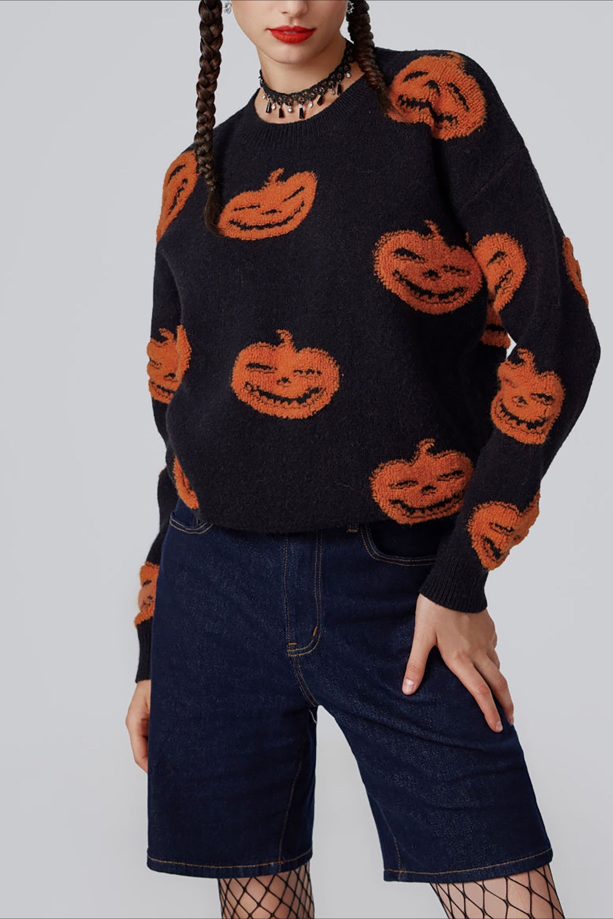PrincessAce Colorblock Pumpkin Knit Sweater for Fall Style