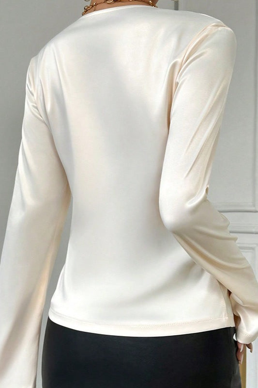 Long Sleeve Bow Blouse - Fashionpara