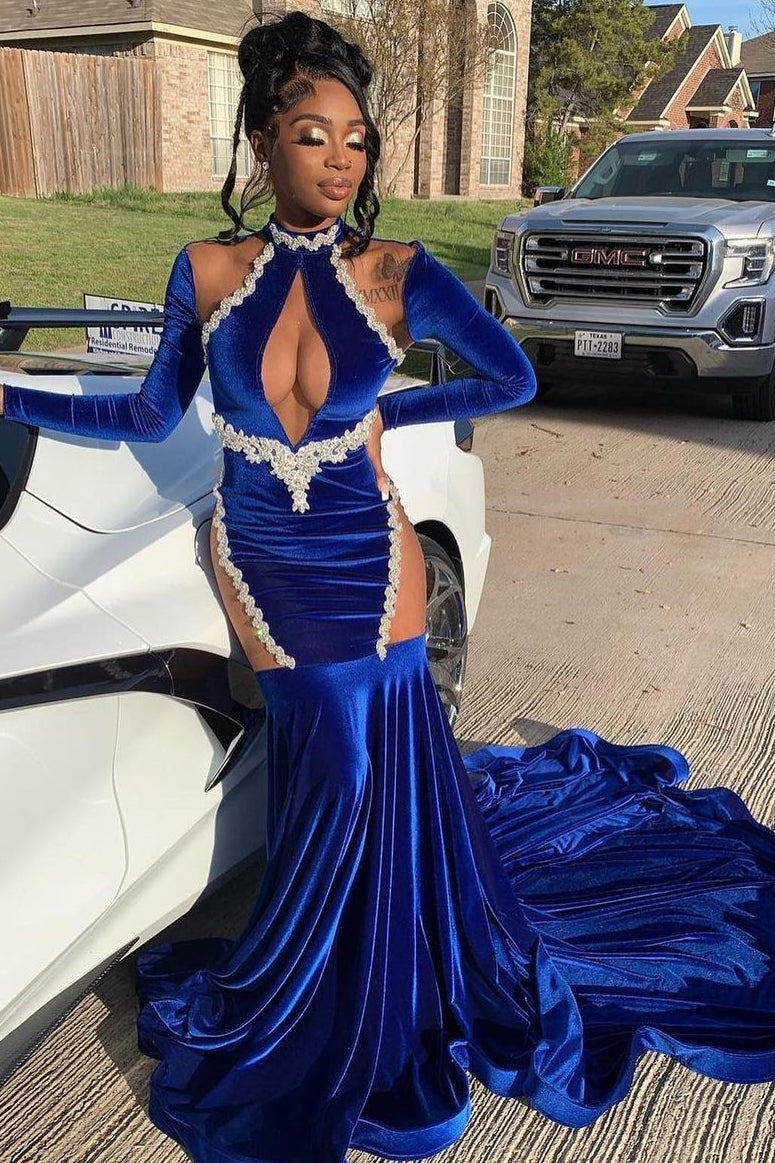 Fabulous Sliver Beaded Open Back Sequin Mermaid Floor length Prom Party Dresses - Fashionpara