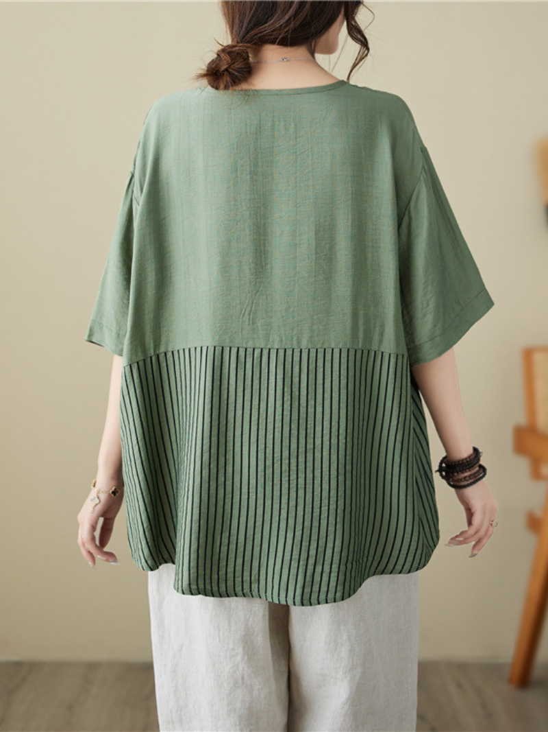 Sunshine Haven Graceful Striped Tops - Fashionpara