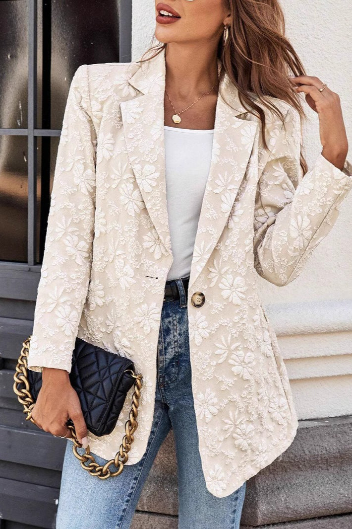Jacquard Slim Fit Single-Button Blazer 3