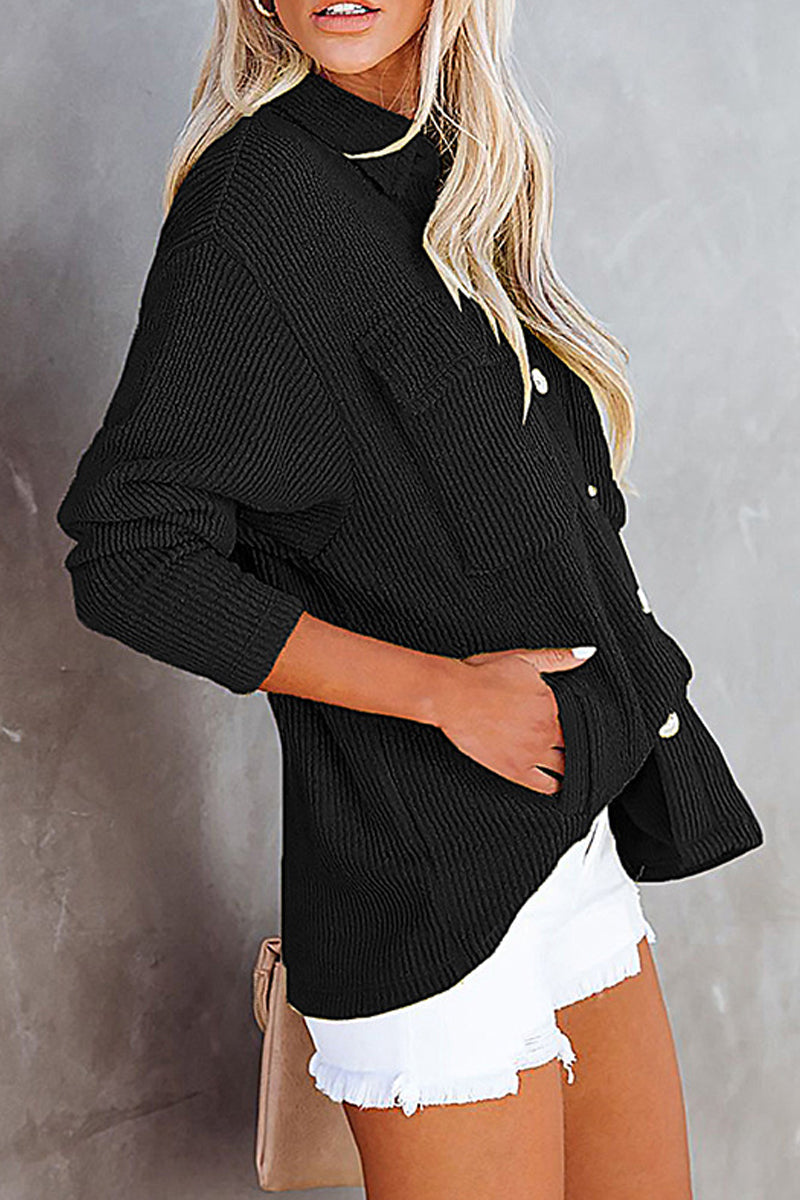 Casual Loose Solid Coat - Fashionpara