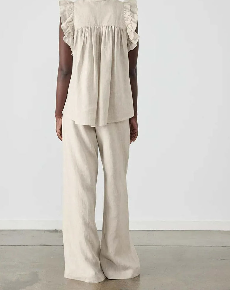 Black Cotton Ruffled Simple Trousers Office Two Piece Set