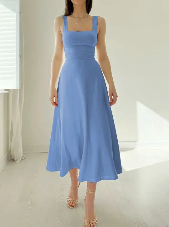 Square Neck Sleeveless A-Line Maxi Dress - View 8
