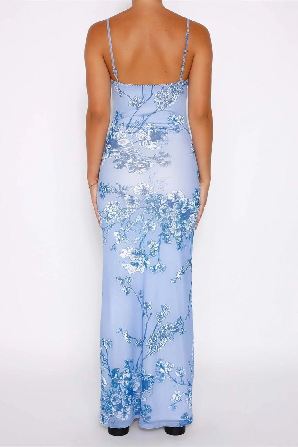 Floral Print V-Neck Spaghetti Strap Mermaid Maxi Dress