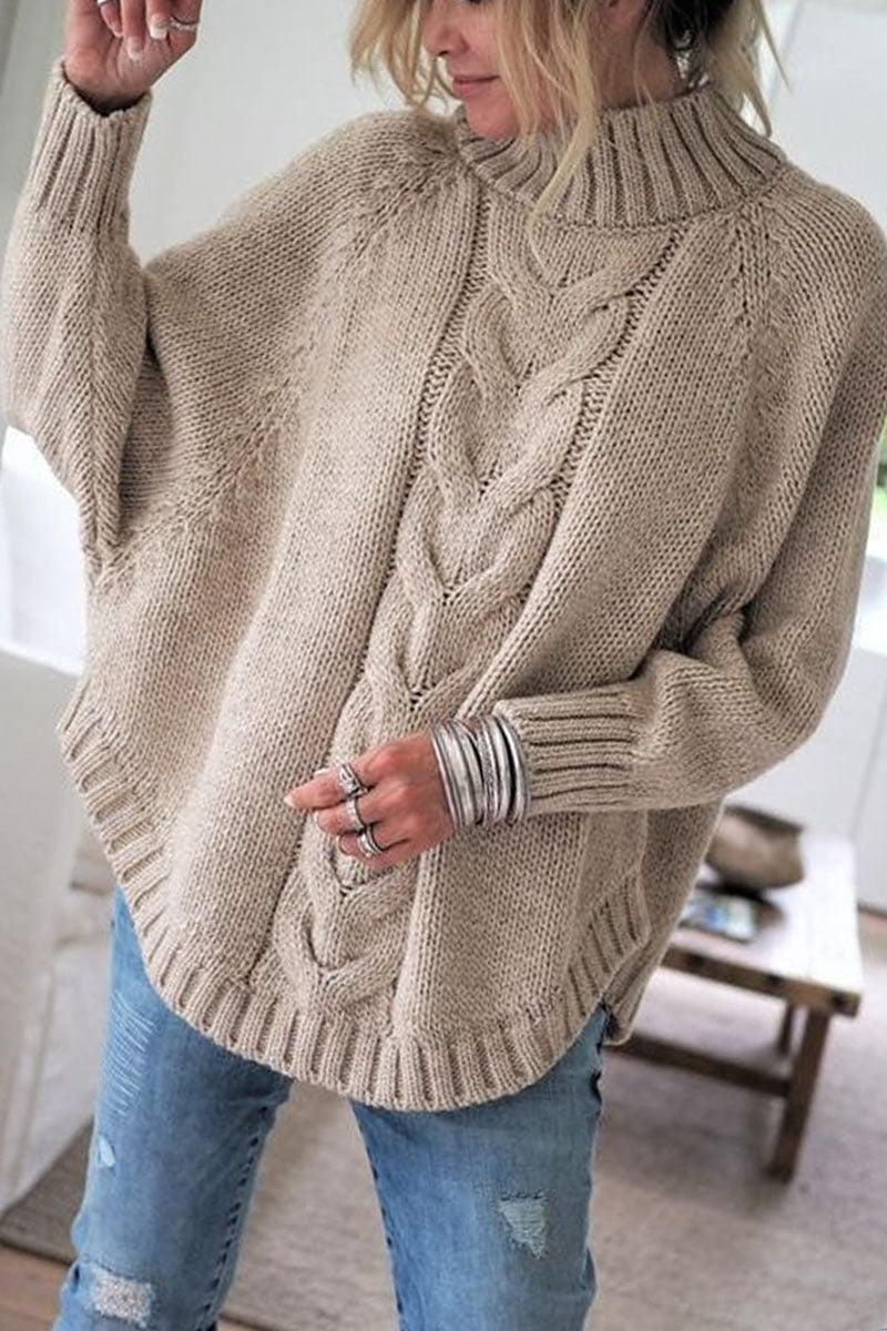 Florcoo Women's Loose Knitted Turtleneck Pullover Sweater
