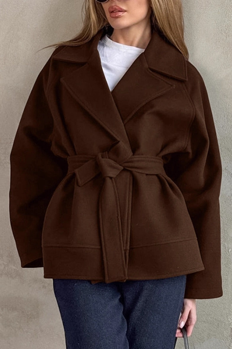 Vintage Belted Brown Wool Blend Coat
