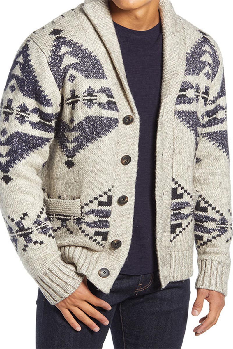 Men's Lapel Single Breasted Long Sleeve Cardigan Jumper Jacket - Fashionpara