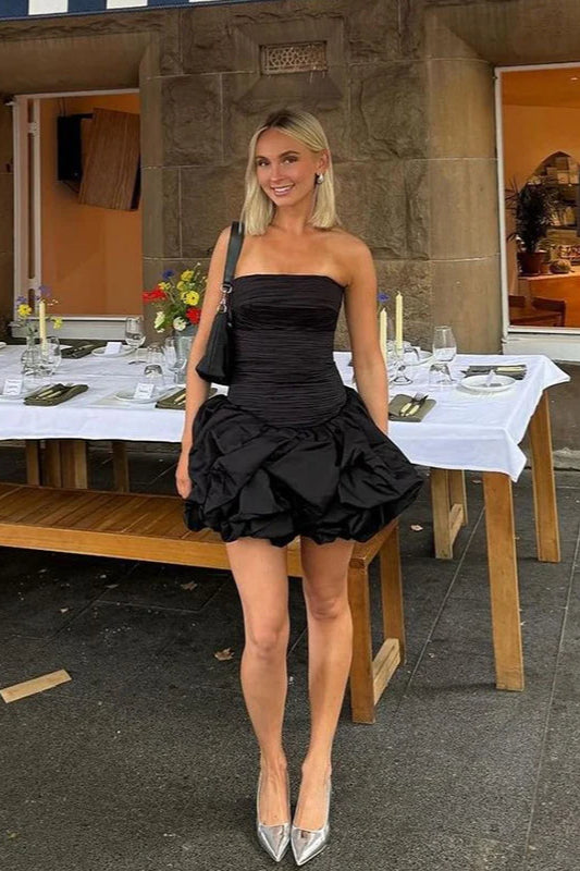 Spring Elegant Ruched Corset Dress with Layered Skirt Party Dress - Fashionpara